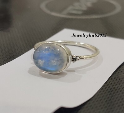 Moonstone Ring 925 Sterling Silver Blue Fire Gemstone All Size MO2005
