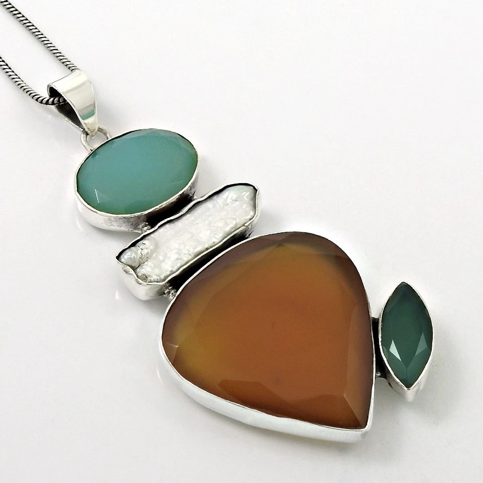 Natural Onix Piedra Preciosa Indio Joyería 925 Colgante de Plata Ley para Mujer - Imagen 4 de 4