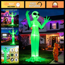 10FT Giant Inflatable Alien Halloween Decoration - Outdoor Yard Decor, Spooky Fu