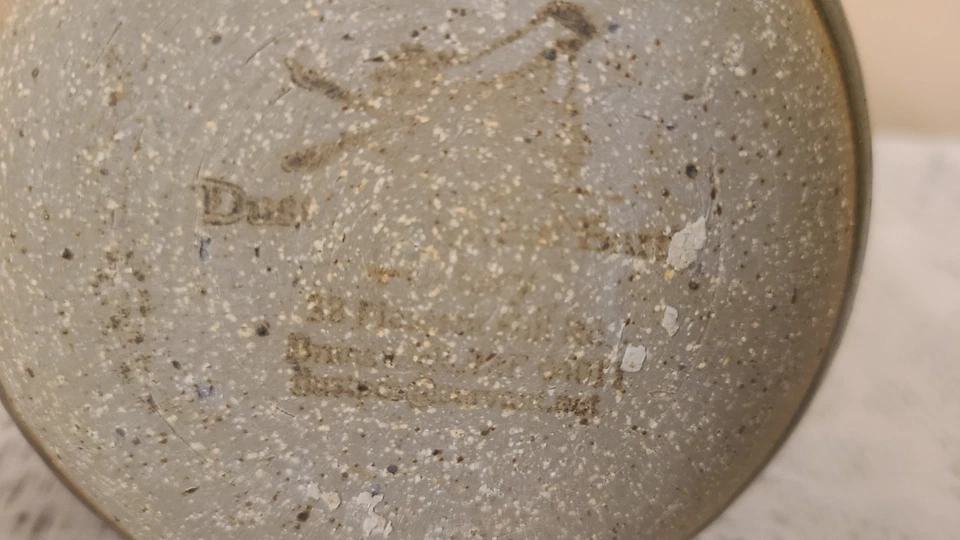 Vasija campana de mantequilla vintage lanzada a mano estudio arte cerámica arcilla gres Foto 3 de 4