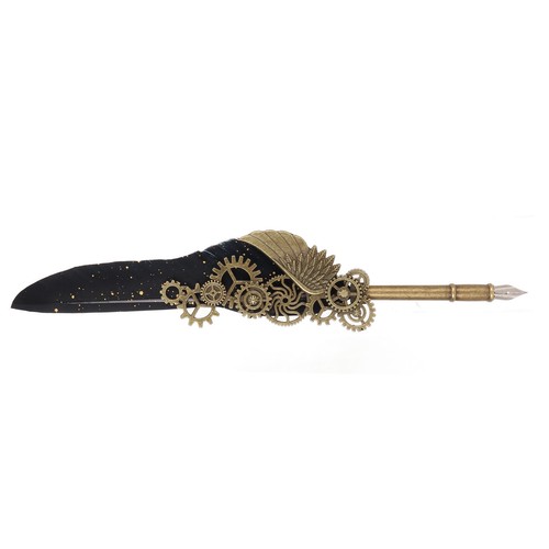 Quill Pen And Ink Set Retro Punk Gear Style Smoothly Writing Feather Pen And Ink - Picture 6 of 12
