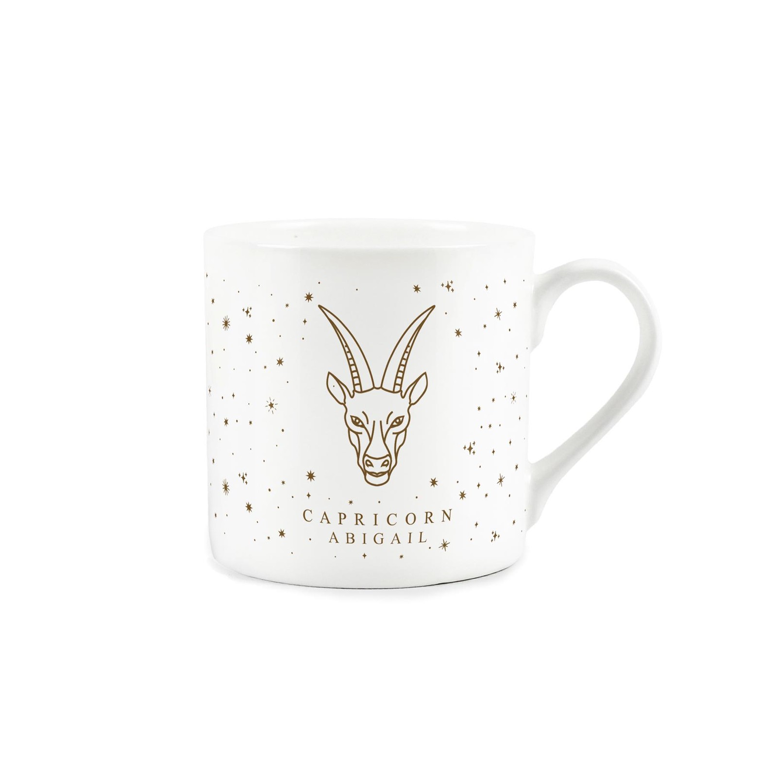 Personalised Capricorn Bone China Mug - Gold Stars Zodiac Customised Gift Cup
