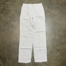 Vintage 50s White/Grey Striped Cotton Trousers 29x31 1950s True Vintage