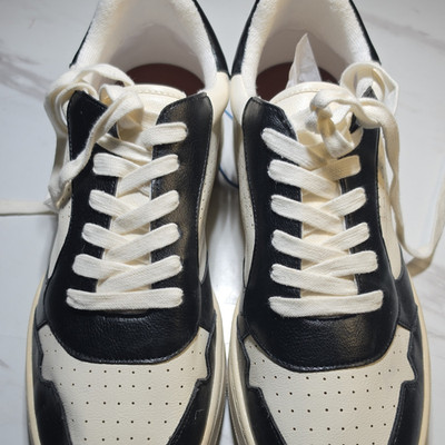 STRAUSS + RAMM Men's Low Top Lace-Up Leather Athletic Sneaker Black/White