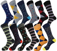 3-12 Pair MULTI PATTERN First quality Multi color Men's COTTON Dress Socks 10-13