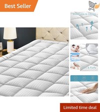 California King Microfiber Cooling Mattress Pad Deep Pocket Soft Fluffy