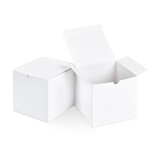 SHIPKEY 10 Pack White Cardboard Gift Boxes with lids 4x4x4inch Square Boxes