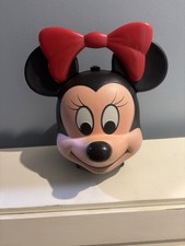 Vintage Walt Disney Minnie Mouse Head Lunch Box by Aladdin With Thermos 1980's