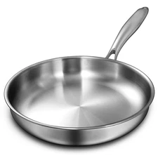 12 Inch Tri-Ply Stainless Steel Frying Pan, Skillet, Induction Cooking Pan, Dish