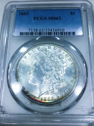 1885 Morgan Silver Dollar PCGS MS63 Beautiful Coin Nice Toning