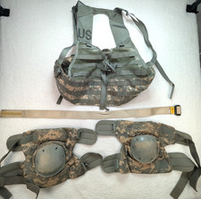 US Military Gear Made in USA Tactical Vest Belt Knee Pads Set Camouflage Combat