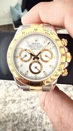 Rolex Daytona 116523 White Dial Two-Tone 18K Gold/Stainless Oyster – Full Set.