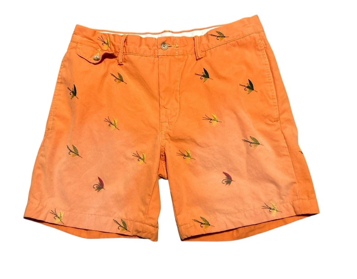 Vintage Polo Ralph Lauren Chino Shorts Fly Fishing Mens 30 Sun Faded Orange 90s
