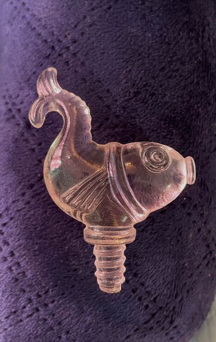 Vintage Alfred Flasker Glass Fish Perfume Bottle Topper Only 1940s Art Deco