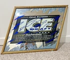 Vintage 1993 Budweiser Cold Filtered Ice Draft Beer Mirror Sign