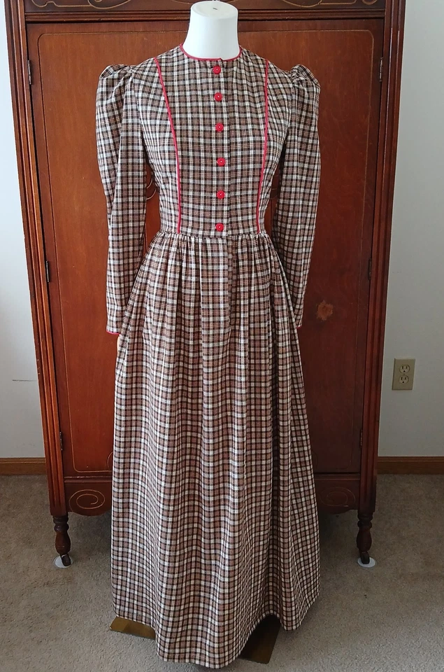 Новый XS Tartan пионер платье исторический костюм для Хэллоуина Ol West викторианский пионер - Изображение 2 из 4