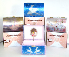TREASURE CHEST STLYE METALLIC BALLERINA FAIRY JEWELRY MUSIC BOX "SWAN LAKE" TUNE