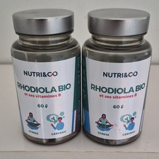 Lot De 2 Flacons NUTRI&CO Rhodiola Bio vitamines B 60 gélules Par Boites 03/2029