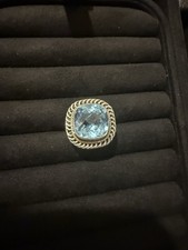 Natural Blue Topaz Set In 925 Sterling Silver Ring, Size 8