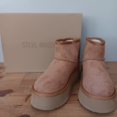 Steve Madden Enchanting Boot Women 9.5 Chestnut Platform Faux Fur Lining NWT