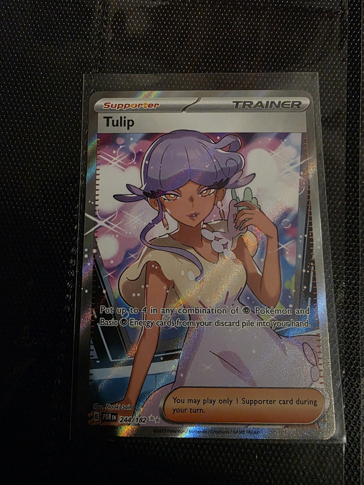 Pokémon TCG Tulip Paradox Rift Trainer Holo Ultra Rare Full Art 244/182