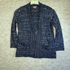 White Stag Open Front Cardigan Sweater Blue Combo Knit Cozy Comfort Women's