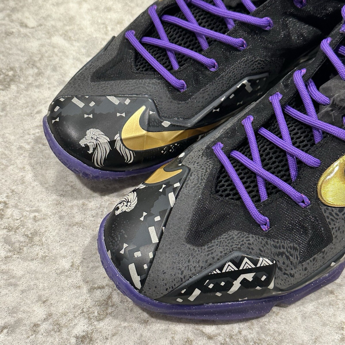 Size 11 - Nike LeBron 11 BHM Black Purple Gold RARE