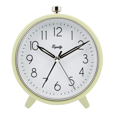 Equity 5'' Silent Sweeping Quartz Metal Alarm Clock-Light Green (Model 20090)