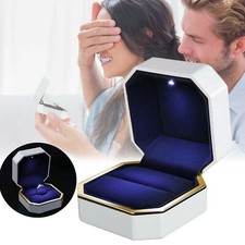 Diamond Ring Box with Led Light Jewelry Box Wedding Proposal Engagement Case