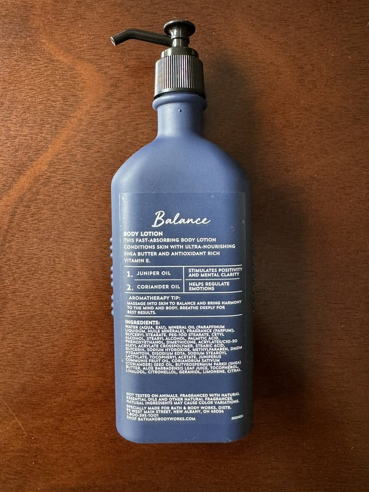 NEW Bath & Body Works AROMATHERAPY Balance Juniper + Coriander Lotion