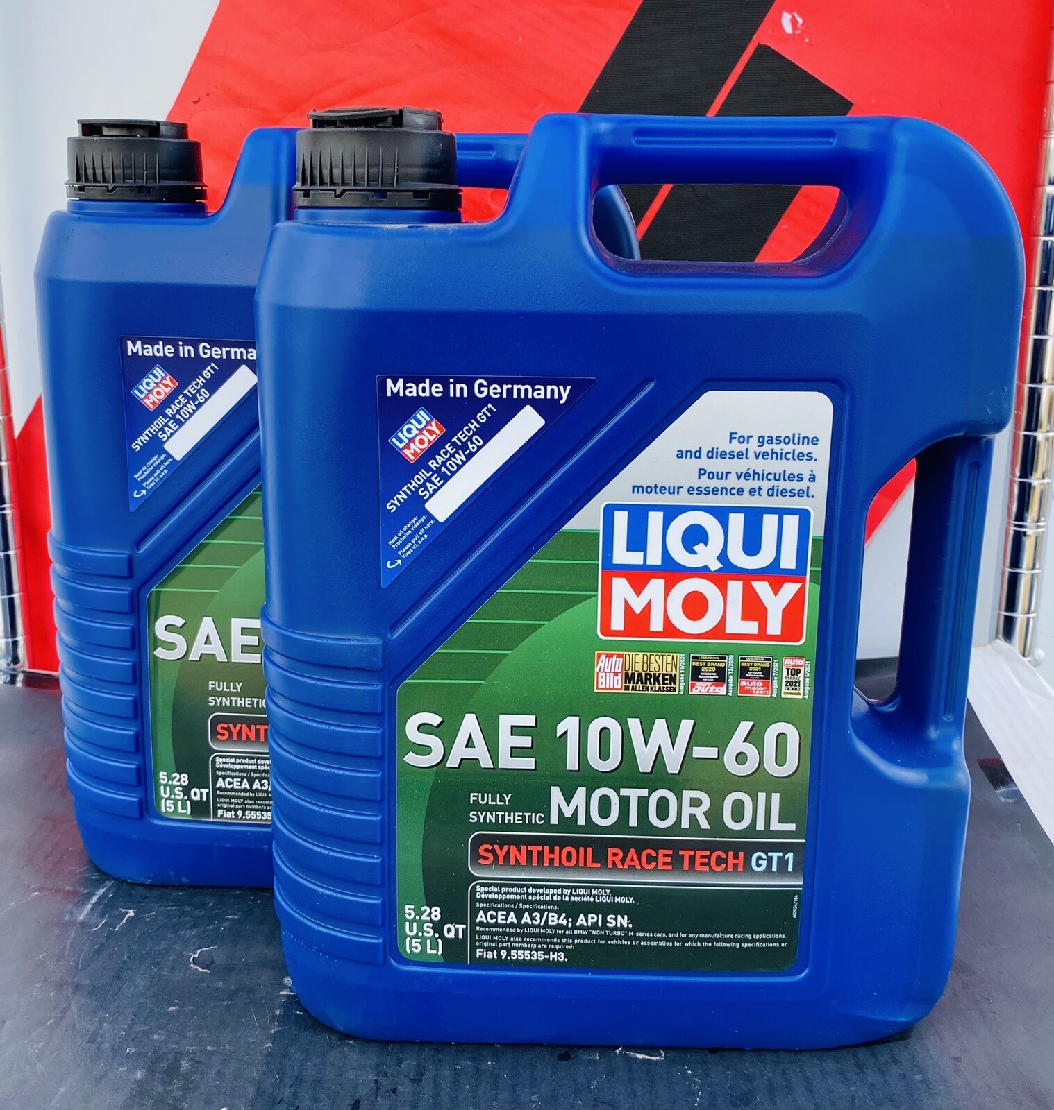 2 PACK LIQUI MOLY SAE 10W-60 FULLY SYNTETIC SYNTHOIL RACE TECH GTI 5.28 L