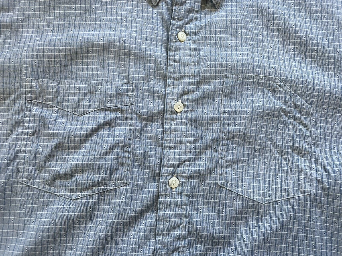 RRL Ralph Lauren Men's Blue Check Slant Pocket Woven Cotton Twill Work Shirt XL