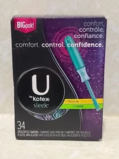 U by KOTEX Sleek • 34 UNSCENTED  TAMPONS ( 17 REGULAR/ 17 SUPER ) 