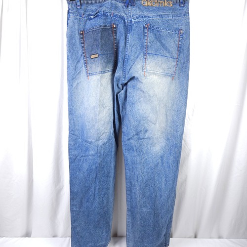 Jeans vintage Akademiks uomo taglia 40x32 blu invecchiato sbiadito vita alta Y2K grunge - Foto 2 di 8