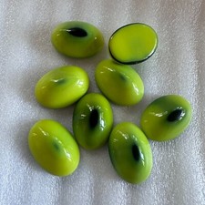 AL1035 Vintage glass cabochons German 18x13mm oval green yellow/black  8 