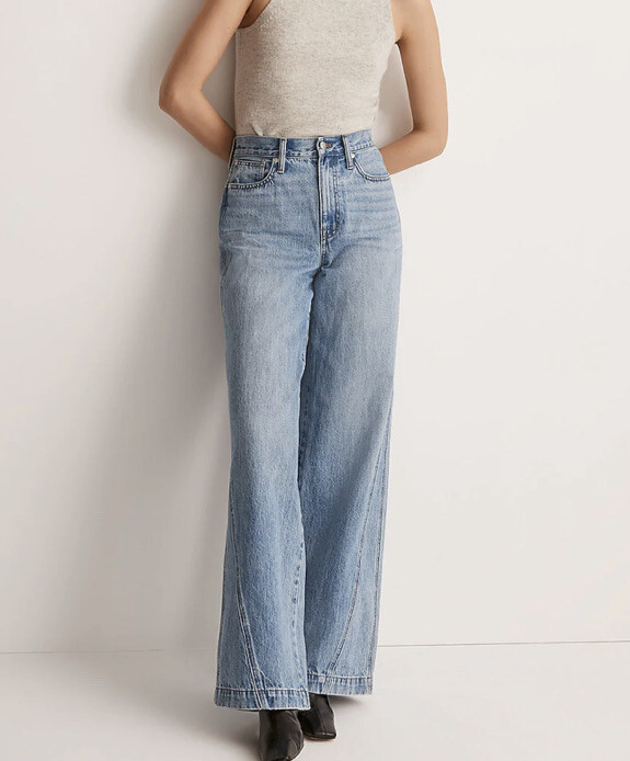 New! Madewell Superwide-Leg Jeans in Parson Wash: Inset Edition size 32