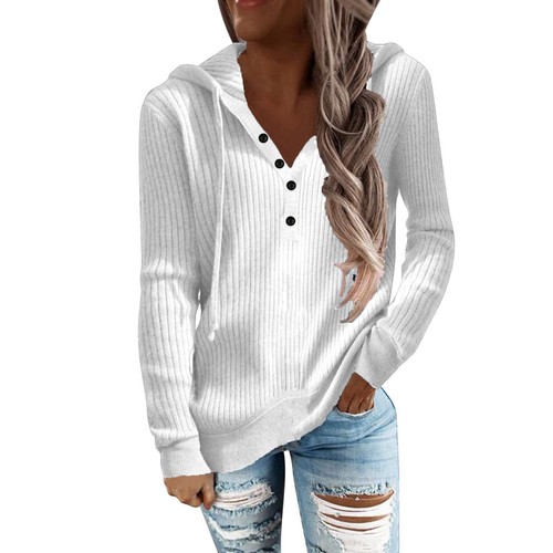 Damen Langarm Kapuzenoberteil gestreift Freizeit Kapuzenpullover Shirts für Frauen - Bild 4 von 17