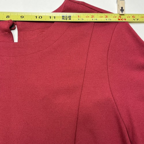 J Jill Dress M Medium Ponte Knit 3/4 Bell Sleeves Keyhole Shift Cranberry NEW - Picture 6 of 15