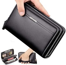 Mens Wallet Leather Clutch Large Business Handbag Phone Card Holder Case Purse