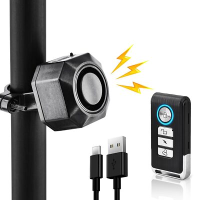 Wireless Bike Alarm with Remote Rechargeable Anti-Theft Vibration Motion Sensor