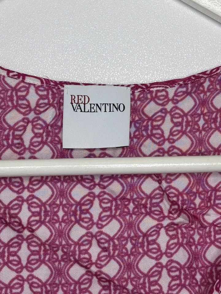 Блузка женская Valentino с принтом в рюшах майка 38 AU 10 США 8 без рукавов красная - Изображение 3 из 4