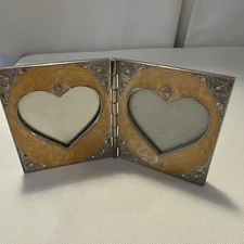 Things Remembered Romantic 2 Heart Panels Folding Silver Photo Frame & Mirror