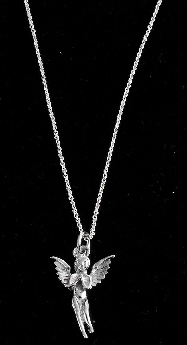 Женское ожерелье из стерлингового серебра 16 дюймов 16 мм с подвеской в виде Ангела-херувима 3090₽
