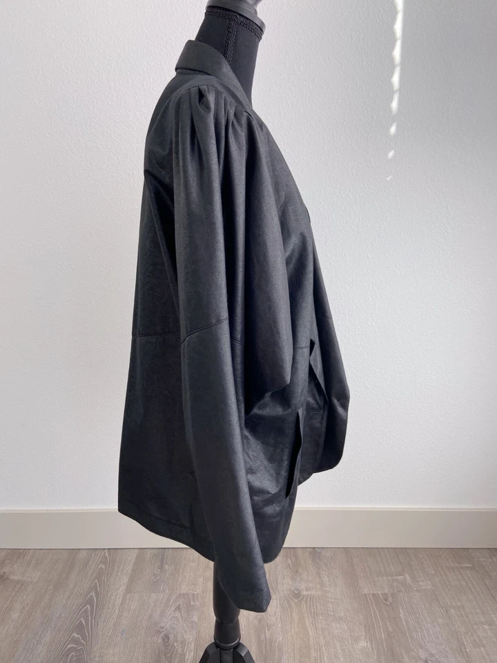 Vintage City Girl California Lightweight Black Puff Sleeve One Button Blazer 14 - Image 2 of 4