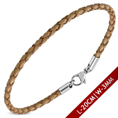 20cm unisex Leder Armband mit Edelstahl bracelet y-bgo348