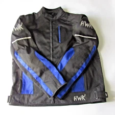 HWK Riding Jacket Black Blue Stripes Armored Shoulder, Elbow, Back 3XL