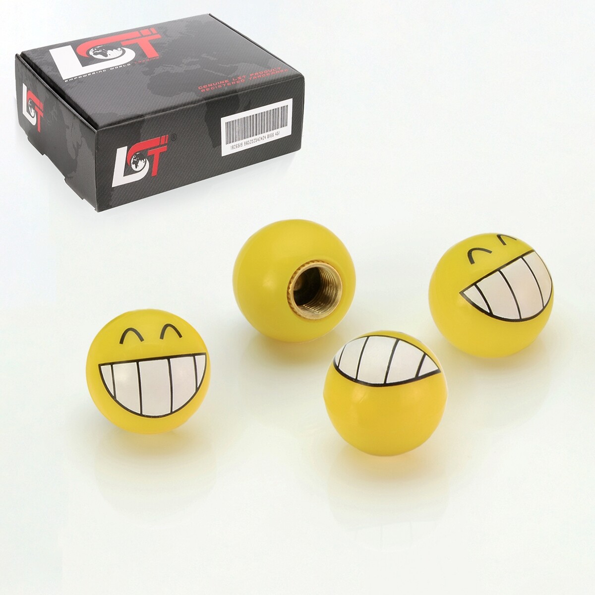 4x Valve Caps Tire Valve Cover Ball Smiley Yellow for VW LUPO