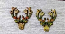 wood deer elk antlers buttons sewing 2 holes 1 1/4 inch (set #9)