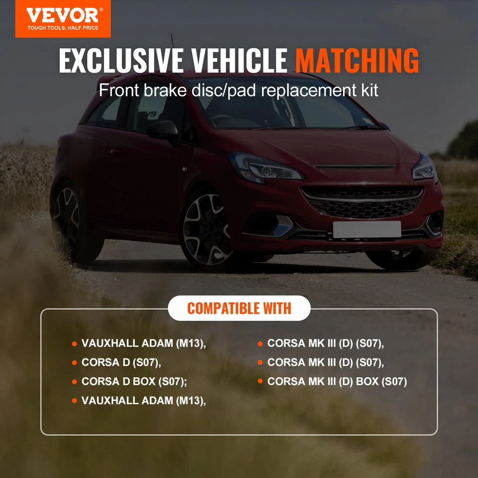 VEVOR Kit Disques de Frein Avant avec Plaquettes pour Vauxhall Adam Corsa D - Photo 2/4