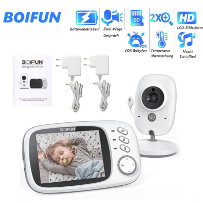 BOIFUN Babyphone mit Kamera Kabellos 3,2 Zoll HD LCD VOX Temperaturüberwachung